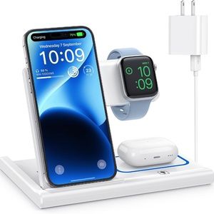 EXW Wireless Fast Charging Station 3 in 1 iPhone, Apple Watch & AirPods - White